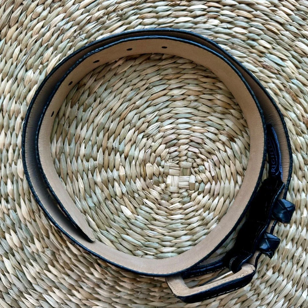 Brighton Classics Black Croc Embossed Leather Belt Womens 32 40053 USA Made